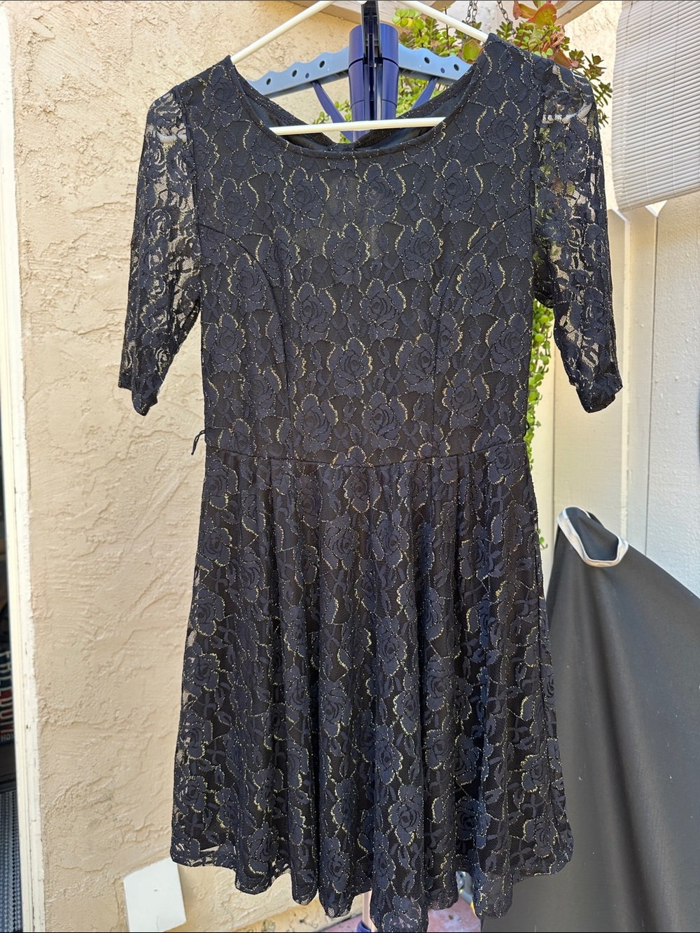 by & by Black Lace Midi Dress with Gold Accents